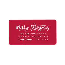 Rode Vrolijke Kerstmis Moderne Typografie Etiket