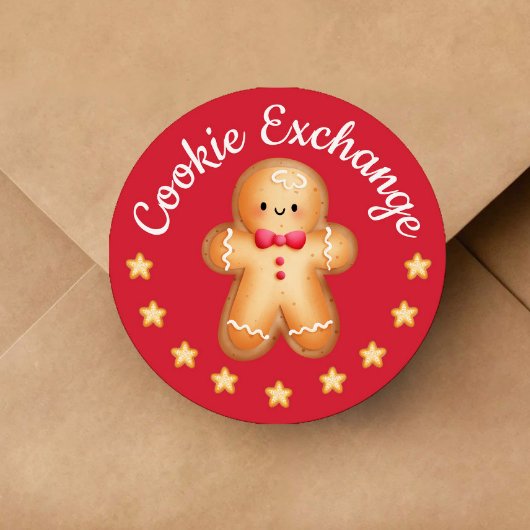 Rode Vrolijke Kerstmis Schattige Gingerbread Man Ronde Sticker