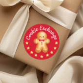 Rode Vrolijke Kerstmis Schattige Gingerbread Man Ronde Sticker