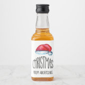 Rode Vrolijke Kerstmis Schattigee Kerstmanhoed Likeurfles Etiket (Voorkant)