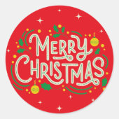 RODE VROLIJKE KERSTMIS STICKER (Voorkant)