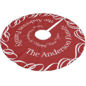 Rode Vrolijke Kerstmis Swirl Ontwerp Gepersonalise Kerstboom Rok (Gekanteld)