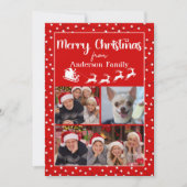 Rode Vrolijke Kerstmislichten Drie Fotocollage Feestdagenkaart (Voorkant)