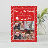 Rode Vrolijke Kerstmislichten Drie Fotocollage Feestdagenkaart (Staand voorkant)