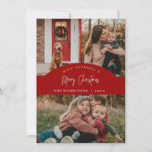 Rode vrolijke kerstmoderne minimalistische Kaart (Voorkant)