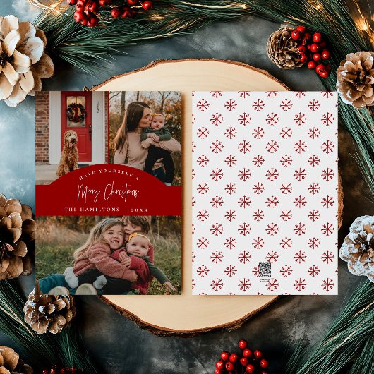 Rode vrolijke kerstmoderne minimalistische Kaart