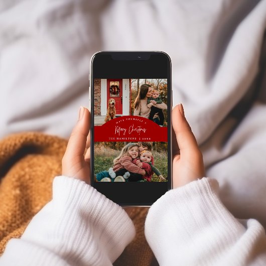 Rode vrolijke kerstmoderne minimalistische Kaart