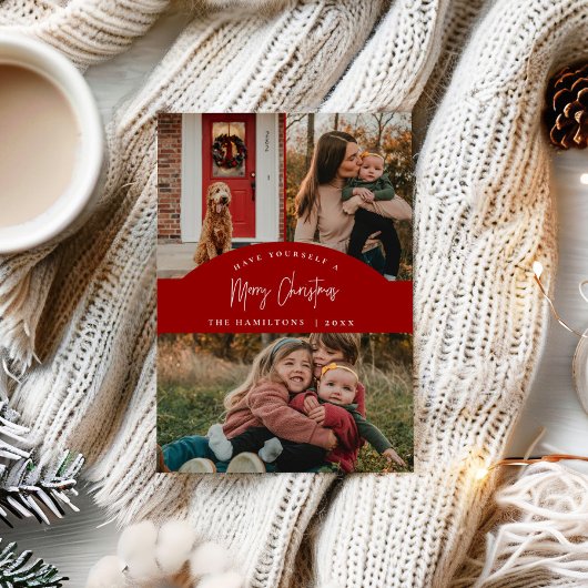 Rode vrolijke kerstmoderne minimalistische Kaart