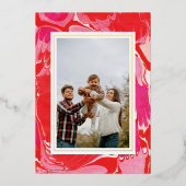 Rode vrolijke knikker folie vakantie wenskaart folie feestdagenkaart (Voorkant)