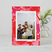 Rode vrolijke knikker folie vakantie wenskaart folie feestdagenkaart (Staand Voorkant)