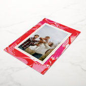 Rode vrolijke knikker folie vakantie wenskaart folie feestdagenkaart (Gedraaid)