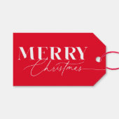 Rode Vrolijke Magische Kerstmis Cadeaulabel (Voorkant (Horizontaal))