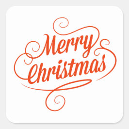 Rode Vrolijke Vrolijke Kerstmis Typografie Vierkante Sticker