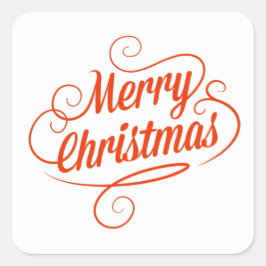 Rode Vrolijke Vrolijke Kerstmis Typografie Vierkante Sticker