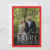 Rode vrolijkheid en getrouwde foto Passen getrouwd Feestdagenkaart (Voorkant)