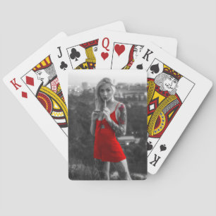 Rode vrouw pokerkaarten