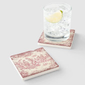 rode vrouwen Toile de Jouy afgedrukt Stenen Onderzetter (Zijkant)