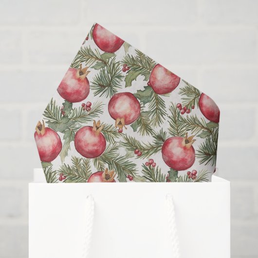 Rode Vrucht Granaat Kerst Tissuepapier (Cadeauzakje)