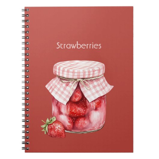 Rode Vruchten Aardbeien Pot Notitieboek (Voorkant)