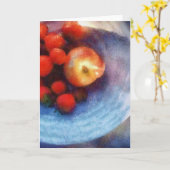 Rode vruchten in de witte Bowl Kaart (Gele Bloem)