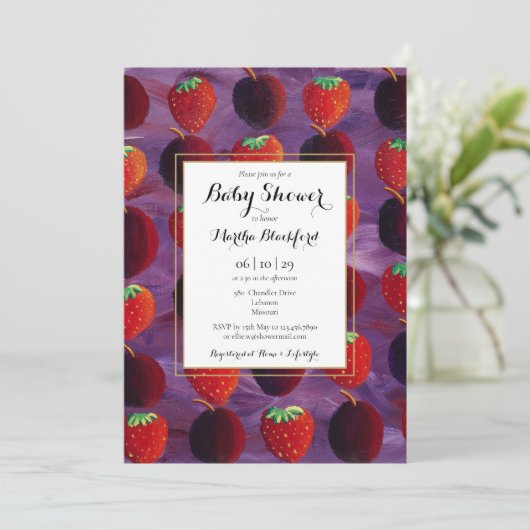 Rode Vruchten Landelijke Baby Shower / Strooifeest Kaart (Staand voorkant)