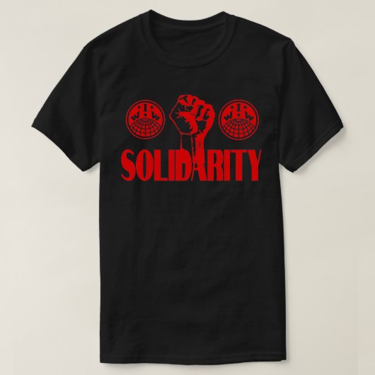 RODE VUIST SOLIDARITEIT IWW LOGO'S T-SHIRT (Design voorkant)
