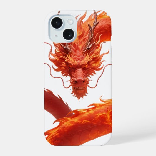 Rode Vuurdraak Kunst | Mythisch Vlam Draak Ontwerp iPhone 15 Case (Achterkant)