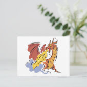 rode vuurspuwende draak briefkaart (Staand voorkant)