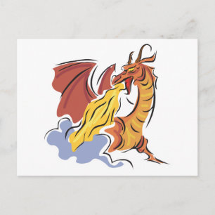 rode vuurspuwende draak briefkaart