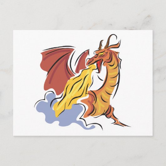 rode vuurspuwende draak briefkaart (Voorkant)