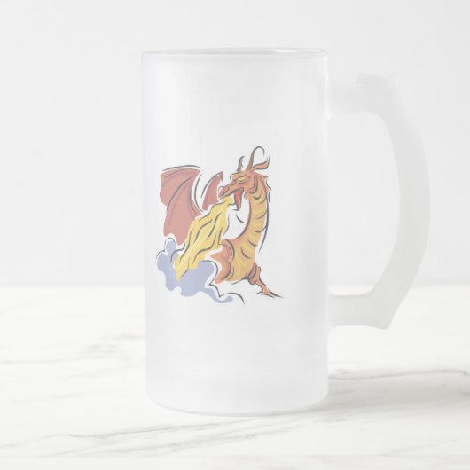 rode vuurspuwende draak matglas bierpul (Rechts)