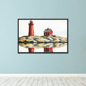 Rode vuurtoren canvas afdruk (Insitu (Houten vloer))