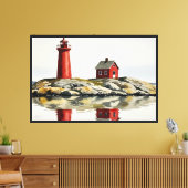 Rode vuurtoren canvas afdruk (Insitu (Woonkamer))