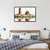 Rode vuurtoren canvas afdruk (Insitu (Slaapkamer))