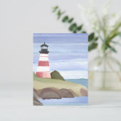 rode vuurtoren | Coastal Ocean Waterverf Painting Briefkaart (Staand voorkant)