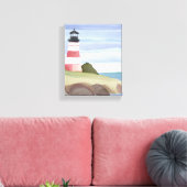 rode vuurtoren | Coastal Ocean Waterverf Painting Canvas Afdruk (Insitu (Woonkamer))