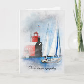 Rode vuurtoren en zeilboot kaart (Voorkant)