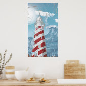  rode vuurtoren, grijze poster, druk poster (Keuken)