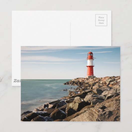 Rode vuurtoren in Warnemuende Briefkaart (Voorkant / Achterkant)