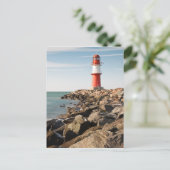 Rode vuurtoren in Warnemuende Briefkaart (Staand voorkant)
