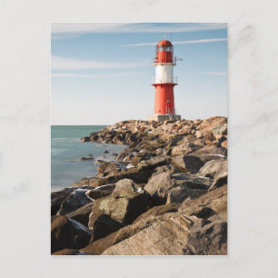 Rode vuurtoren in Warnemuende Briefkaart