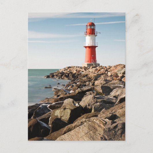 Rode vuurtoren in Warnemuende Briefkaart (Voorkant)