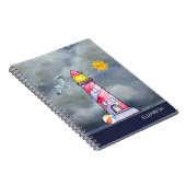 Rode vuurtoren met een achtergrond van Stormy Notitieboek (Rechterzijde)