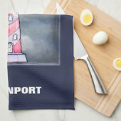 Rode vuurtoren met een achtergrond van Stormy Theedoek (Quarter Fold)