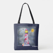 Rode vuurtoren met een Stormy Background Custom Tote Bag (Achterkant)