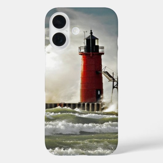 rode vuurtoren met gigantische golven Case-Mate iPhone case (Achterkant)