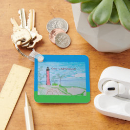 Rode vuurtoren sleutelhanger