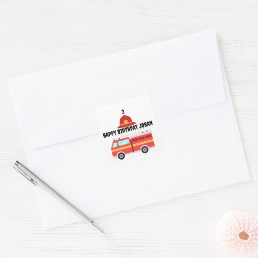 Rode Vuurtruck Verjaardag Plein Sticker (Envelop)
