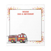 Rode Vuurtruck Vuurtruck Gepersonaliseerde Mitswa Notitieblok (Voorkant)