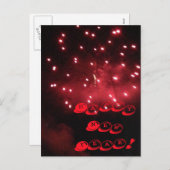 Rode Vuurwerk Gelukkig Nieuwjaar Briefkaarten (Voorkant / Achterkant)